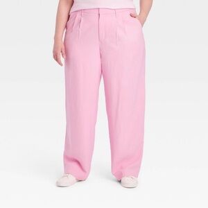 Women's High-Rise Straight Trousers - A New Day Pink 20